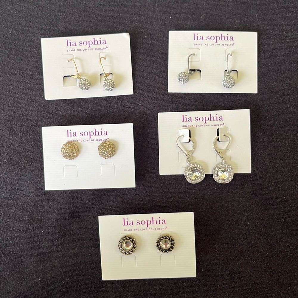 Lia Sophia Earrings.  5 pair. New without box